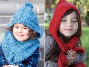 Knitted Hooded Scarves - Free Patterns
