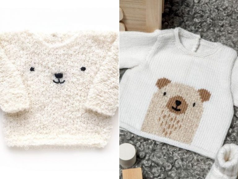 Free Knitting Patterns Beary Cozy Baby Sweaters