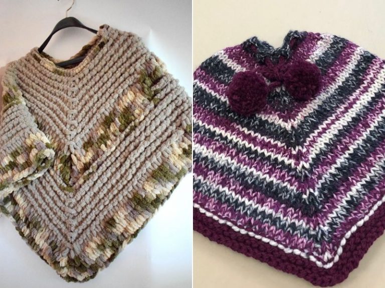 Free Knitting Patterns Chunky Ponchos for Kids