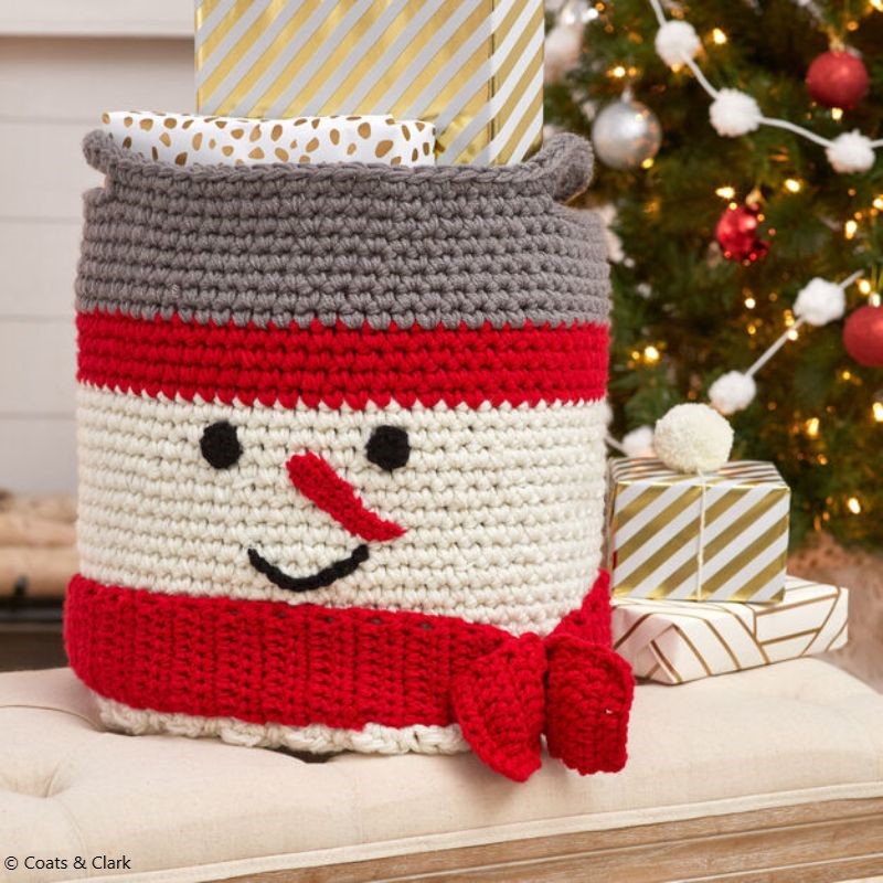 Crochet Snowman Basket 