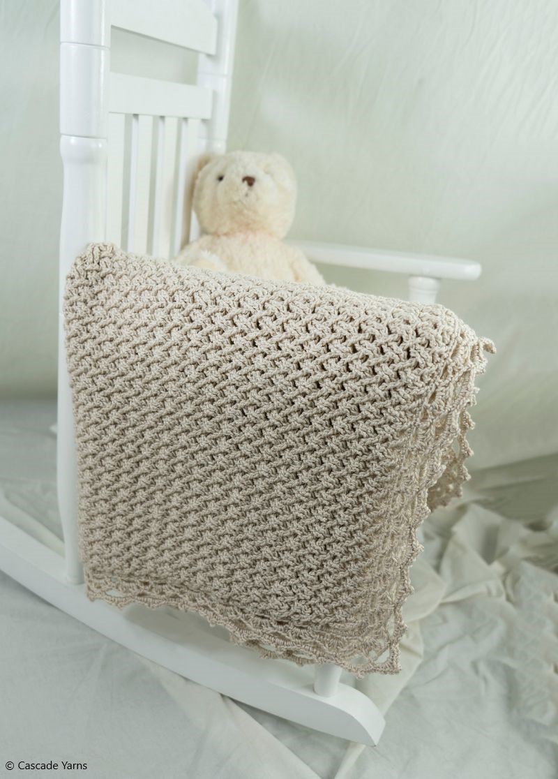 Diagonal Basketweave Baby Blanket