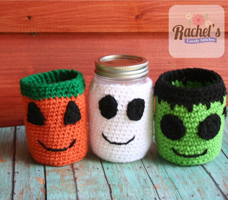 Crochet Halloween Jar Cozy 