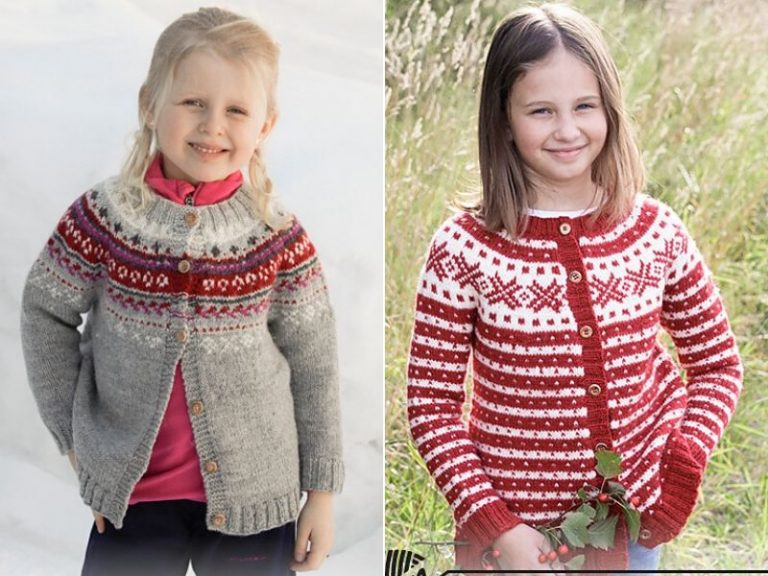 Free Knitting Patterns Festive Cardigans for Kids