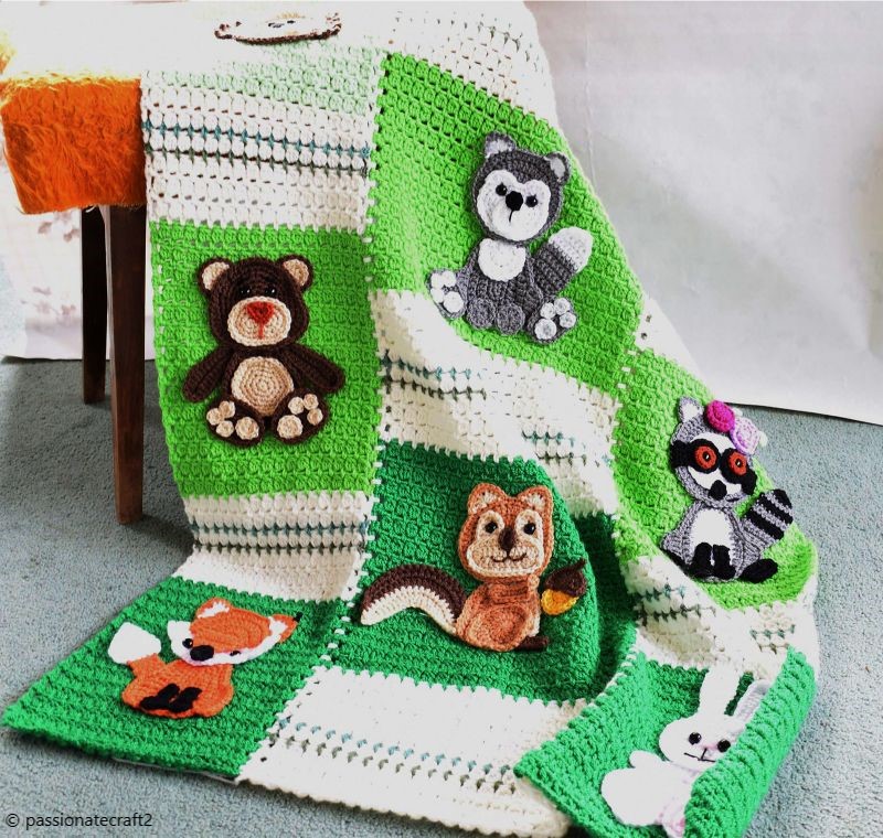 Forest Animals Appliques Blanket