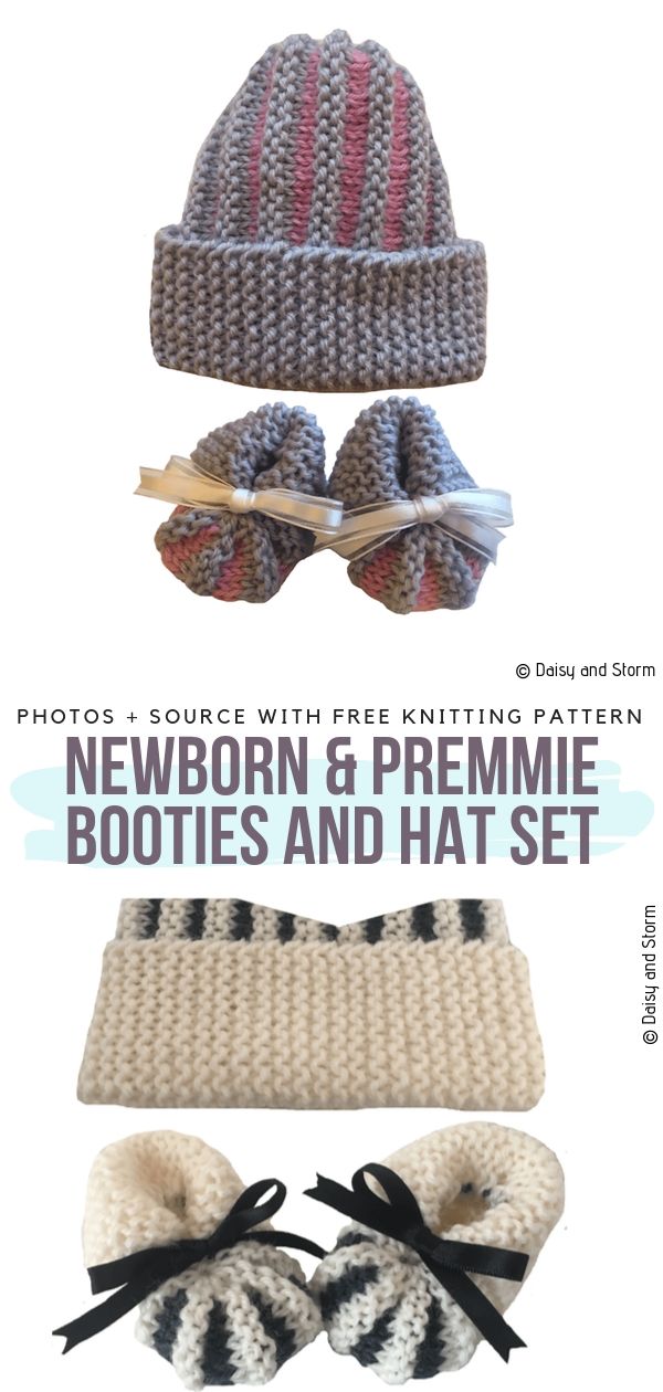 Newborn & Premmie Booties and Hat Set