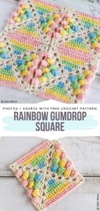 Bobbly Rainbow Squares Free Crochet Patterns