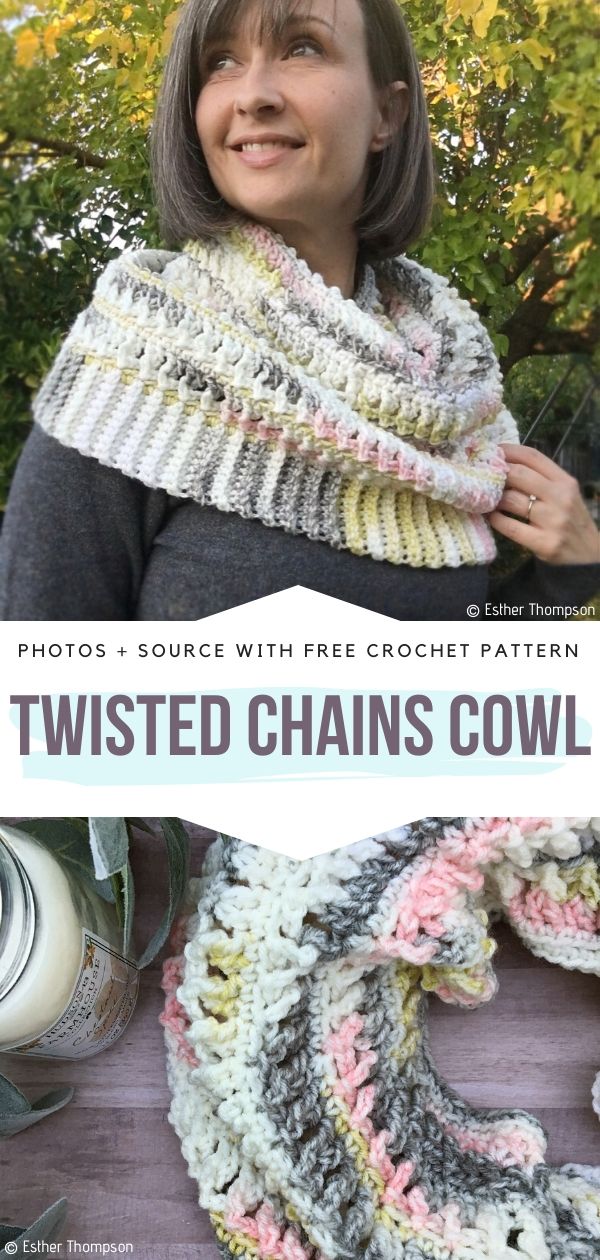 Crochet Twisted Chains Cowl 