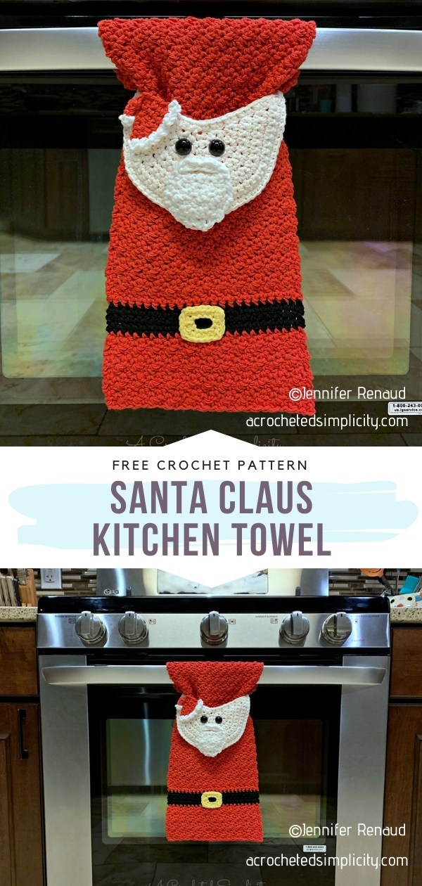 Santa Claus Crochet Kitchen Towel