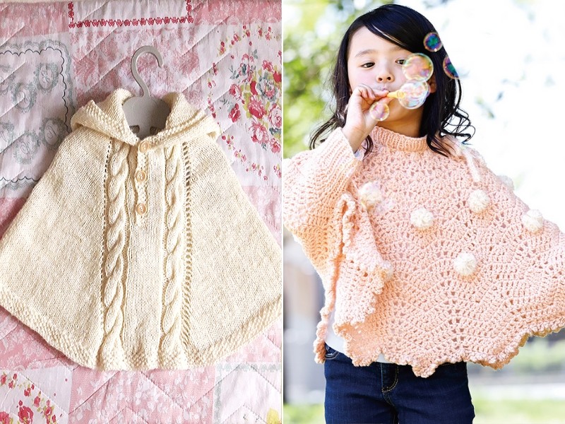 Baby Girl Ponchos Free Knitting Patterns