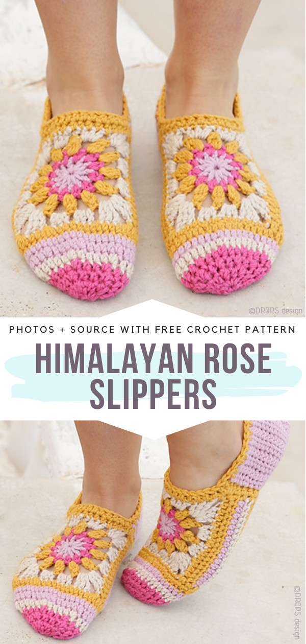 Himalayan Rose Slippers Free Crochet Pattern