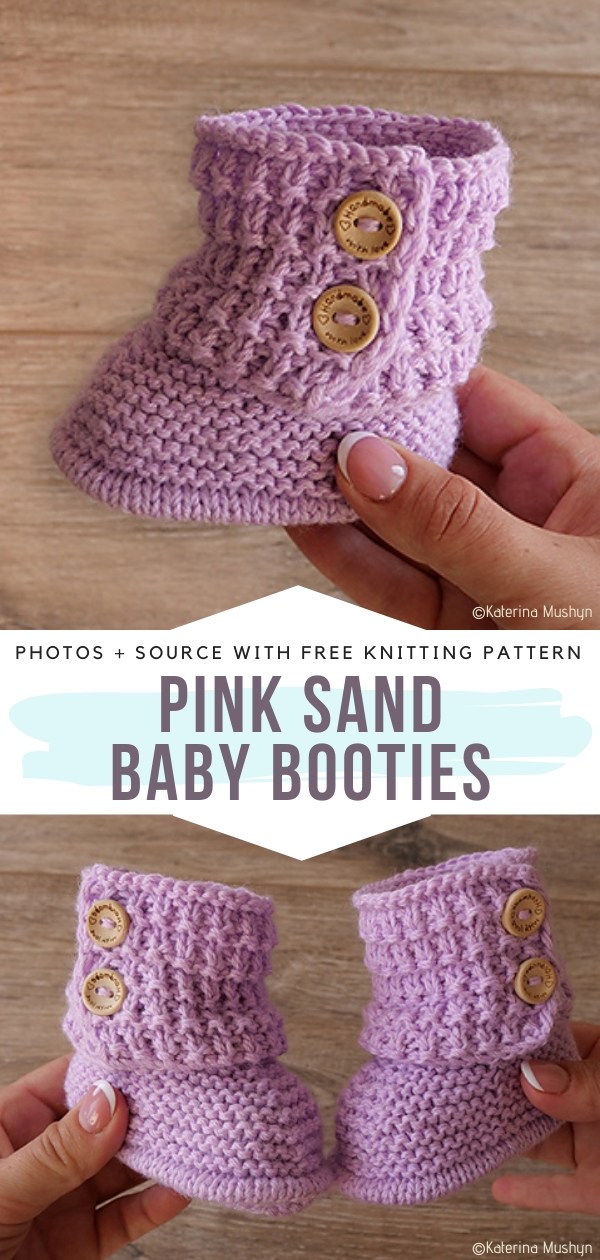 Pink Sand Baby Booties Free Knitting Pattern