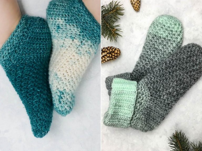 Free crochet patterns for crocheted slippers and socks.