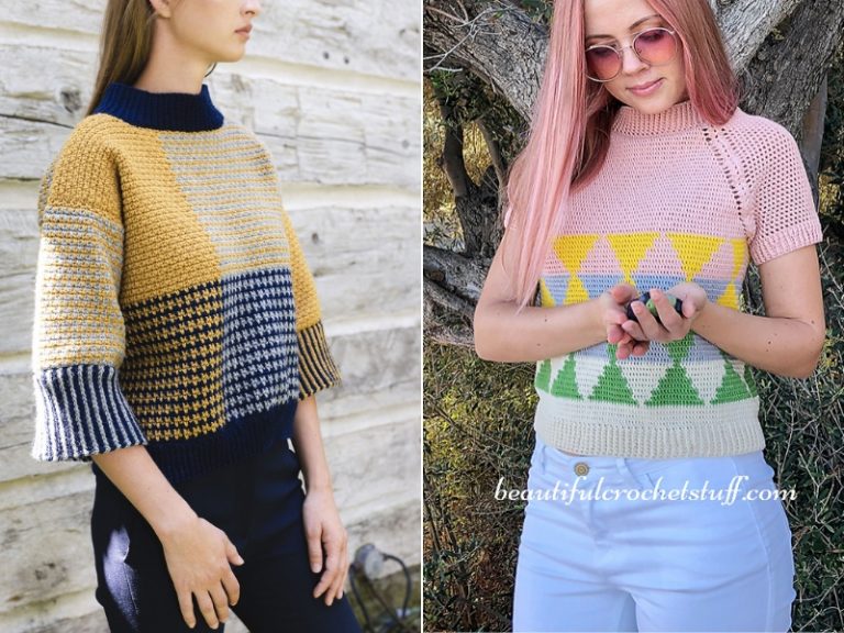 Color Block Pullovers Free Crochet Patterns