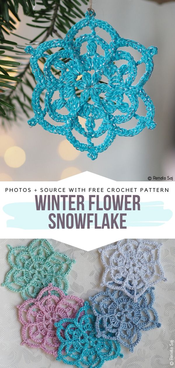 Free Crochet Pattern Winter Flower Snowflake 