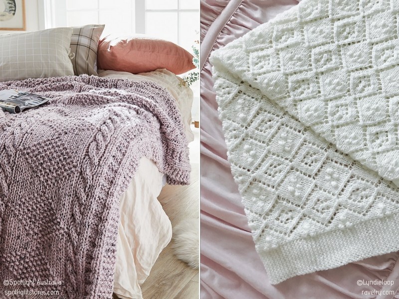 Dreamy Textured Blankets Free Knitting Patterns