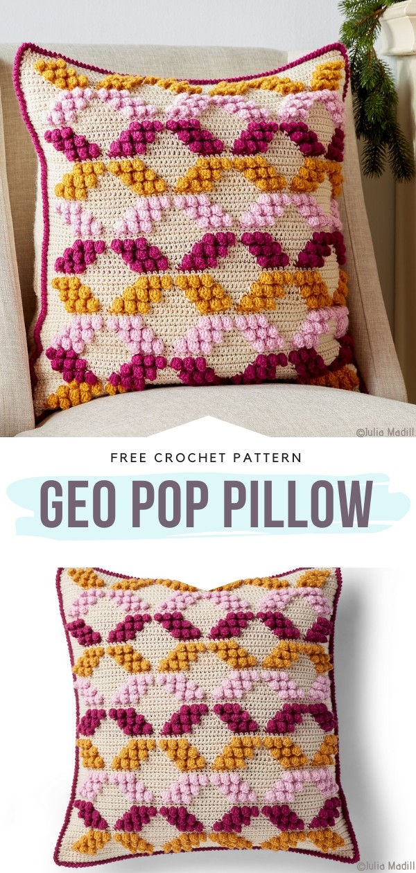 Bobble Stitch Crochet Pillow