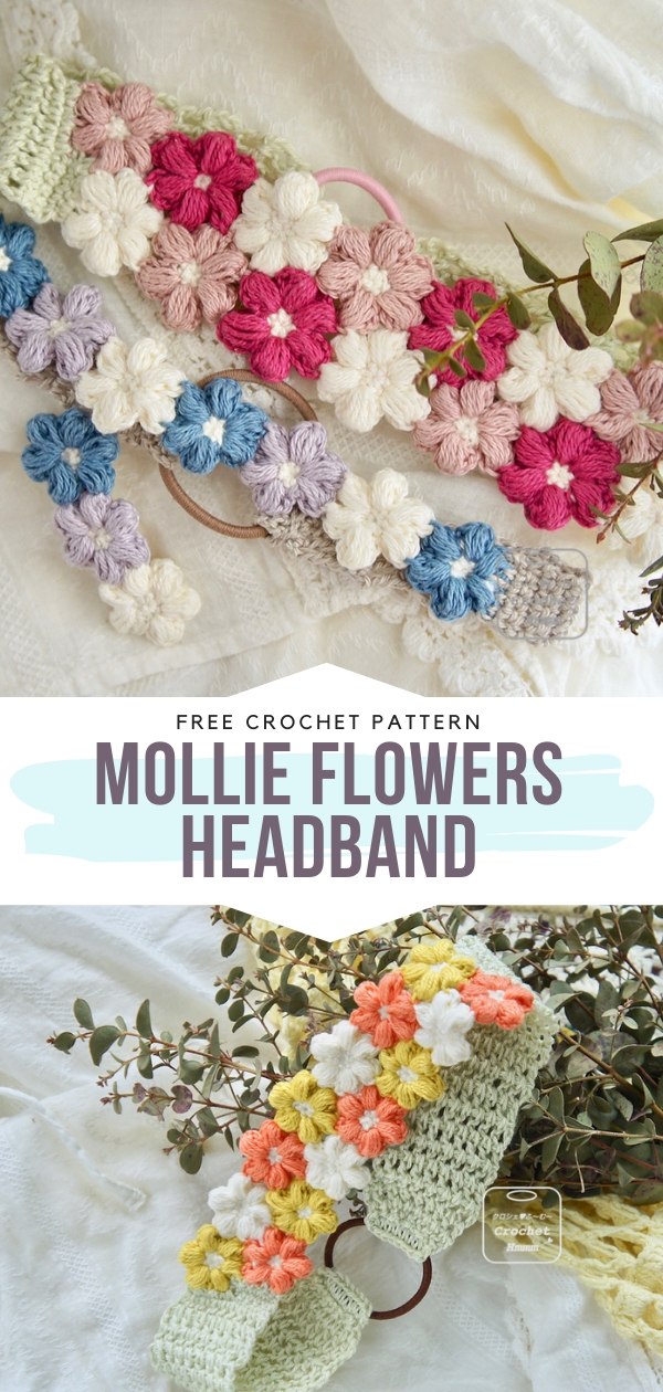 crochet flowers headband