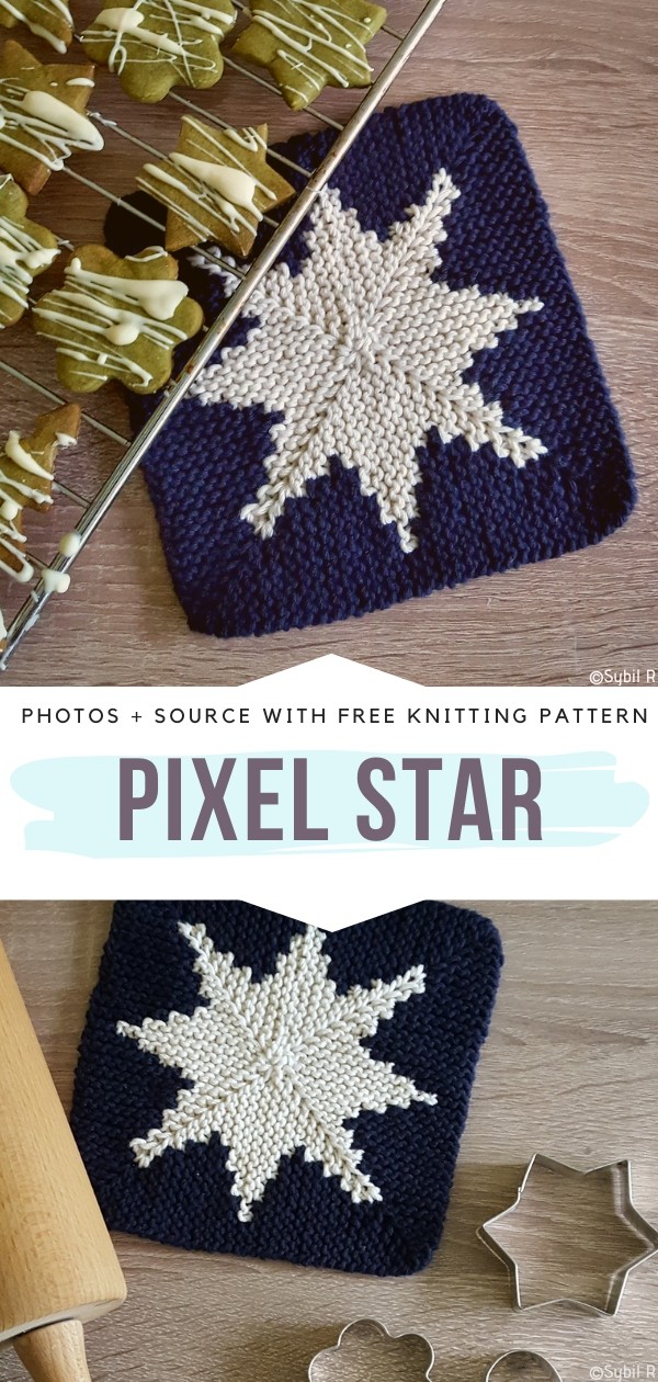 Pixel Star Free Knitting Pattern