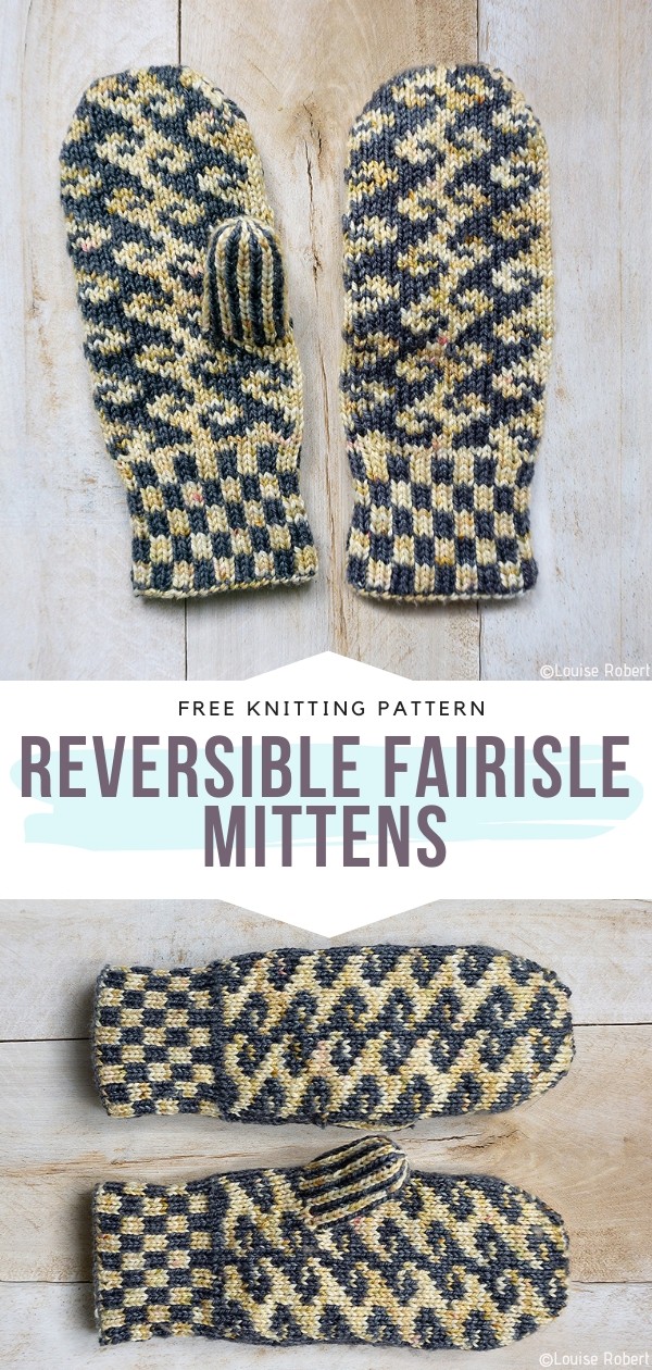 Reversible Knit Mittens