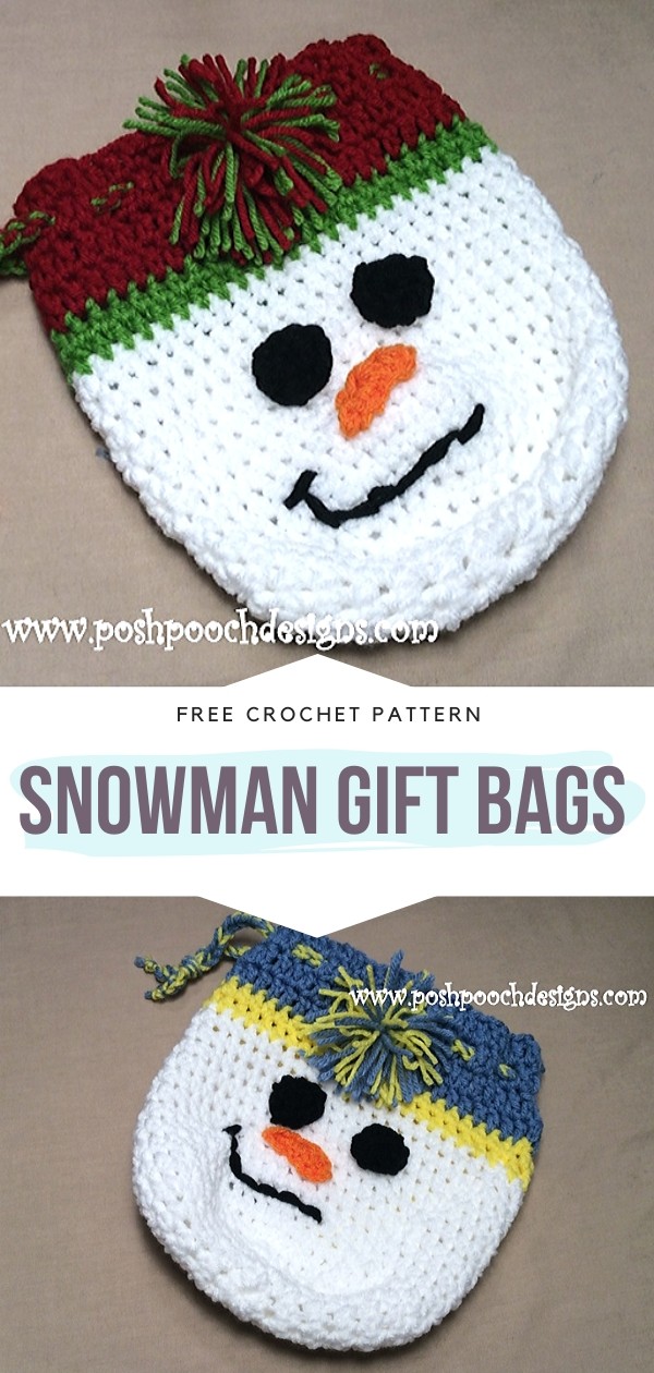 Crochet Snowman Gift Bags