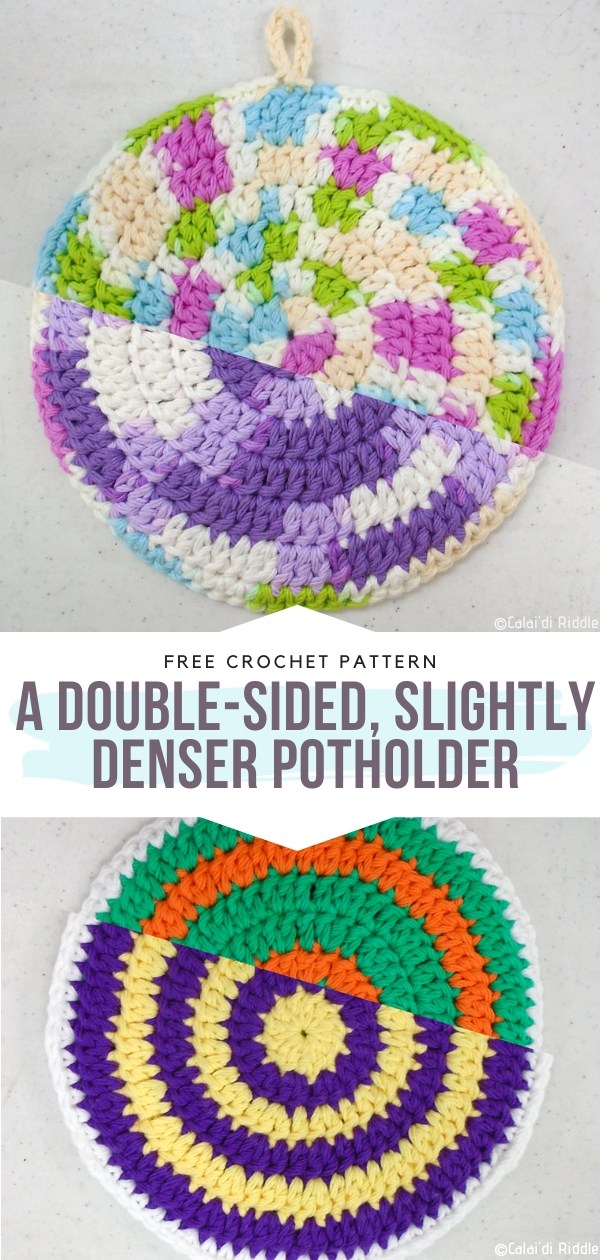 A Double-Sided, Slightly Denser Potholder Free Crochet Pattern