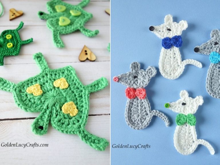 St. Patrick's Day crocheted mice with animal appliques free crochet patterns.