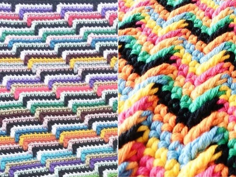 Crocheted chevron afghan pattern.