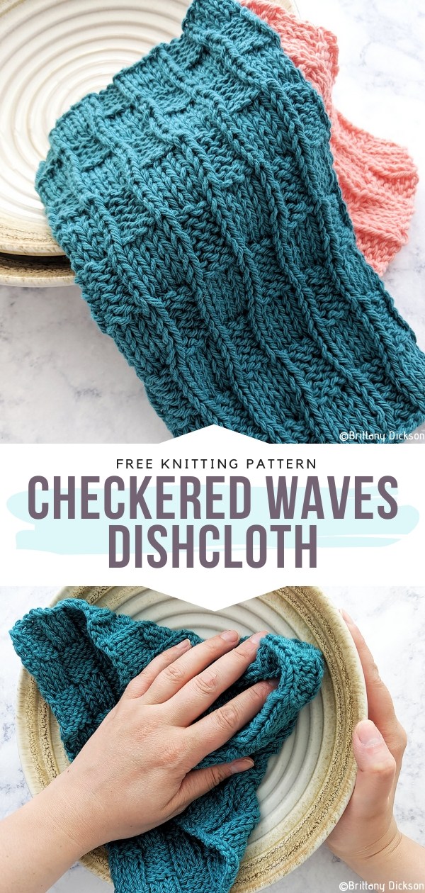 Checkered Waves Dishcloth