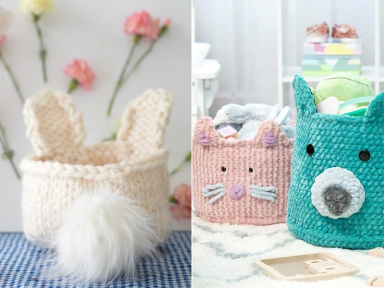Cute Animal Baskets Free Knitting Patterns
