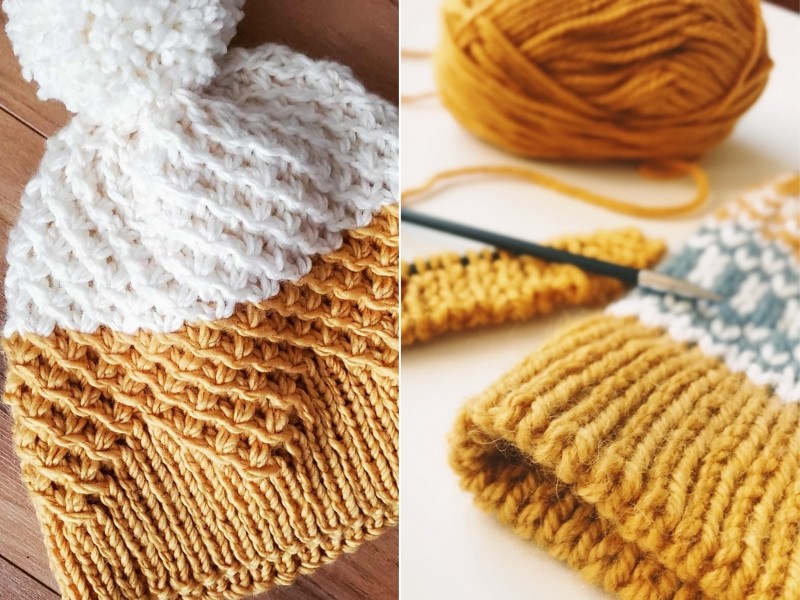 Deep Yellow Beanies Free Knitting Patterns