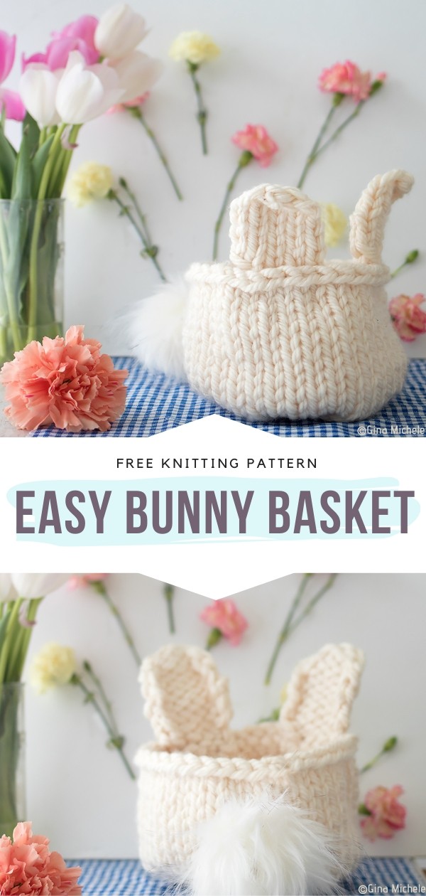 Easy Bunny Basket Free Knitting Pattern