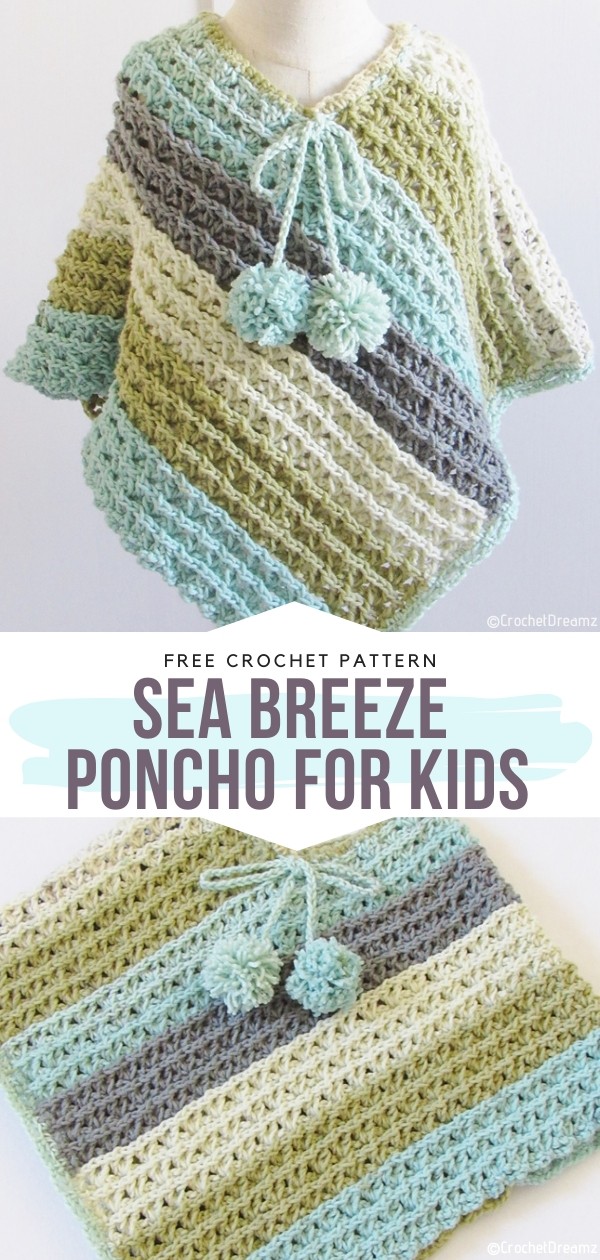 Sea Breeze Poncho for Kids Free Crochet Pattern