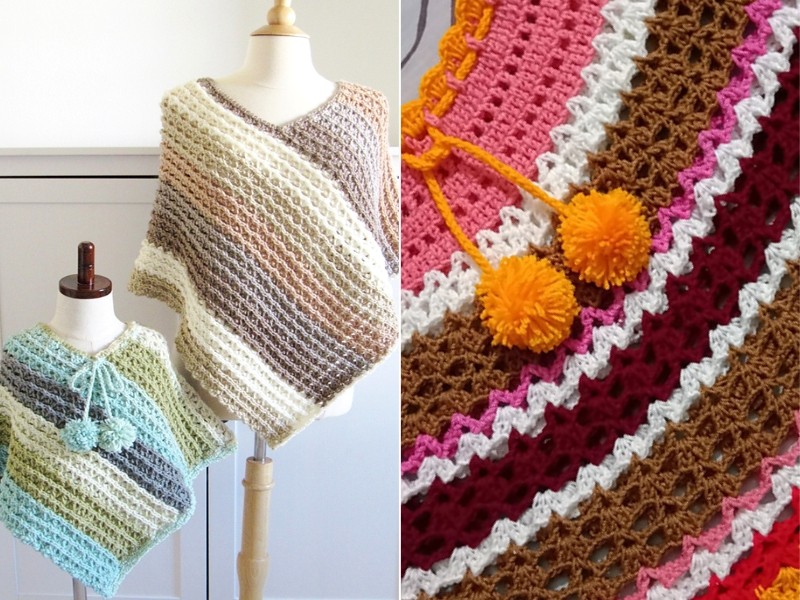 Striped Baby Ponchos Free Crochet Patterns