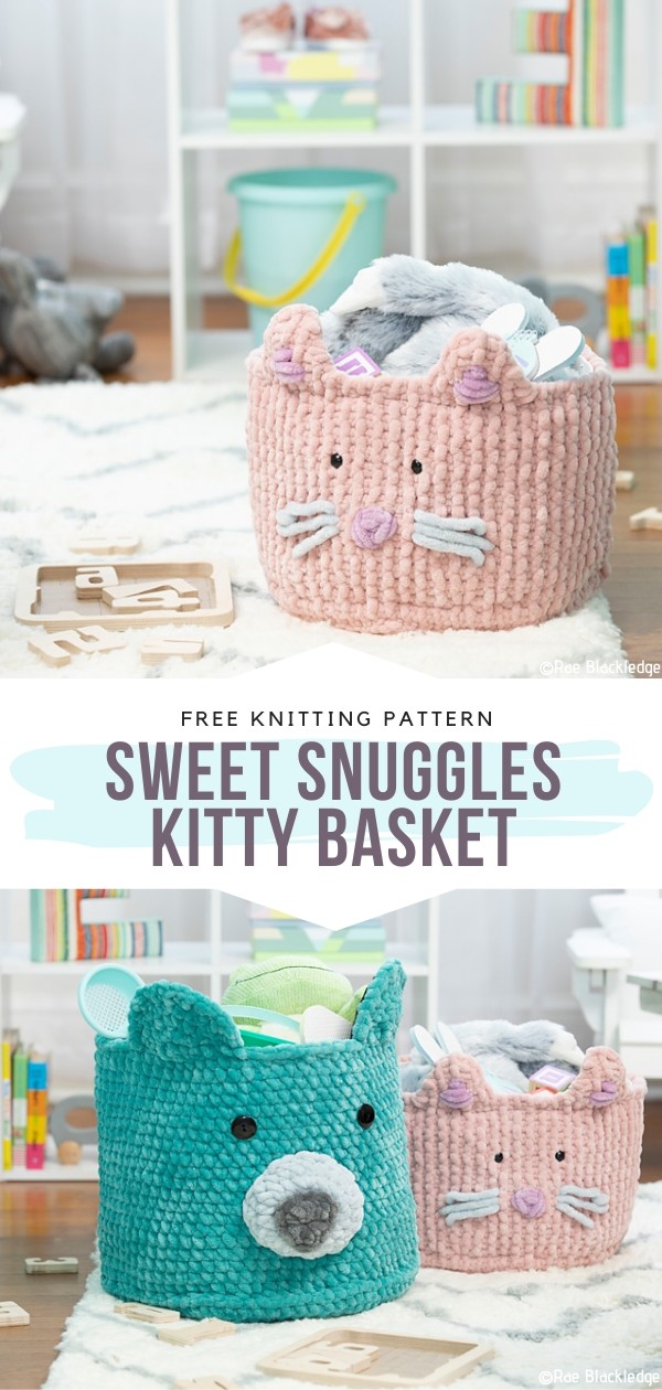 Sweet Snuggles Kitty Basket Free Knitting Pattern