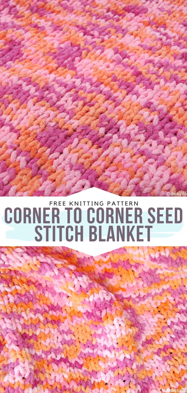 Corner to Corner Seed Stitch Blanket