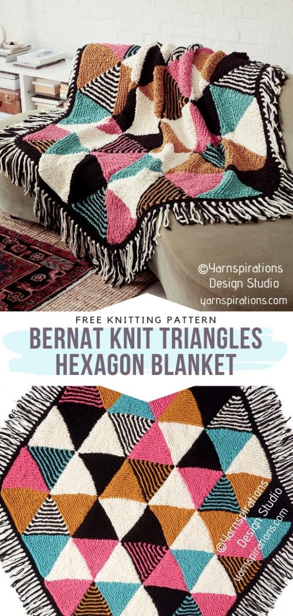 Hexagons Go Large Knit Throws with Free Patterns