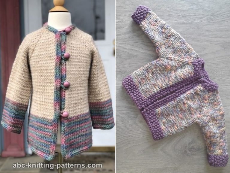 Two knitting patterns featuring cardigans for kids.