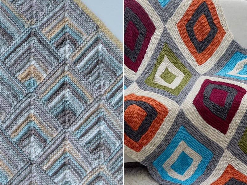 Colorful Tiles Throws Free Knitting Patterns
