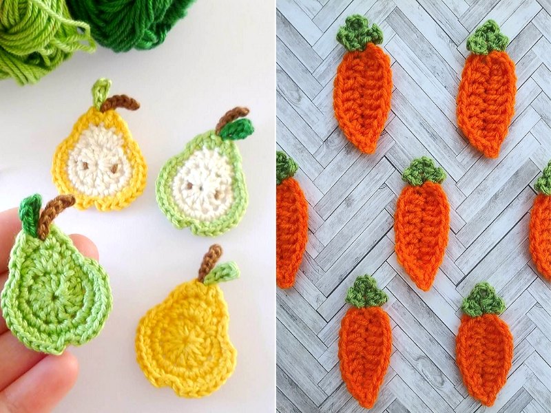Fruit and Veggies Appliques Free Crochet Patterns