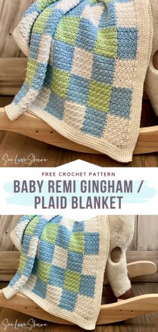 Gingham Crochet Blankets - Free Patterns