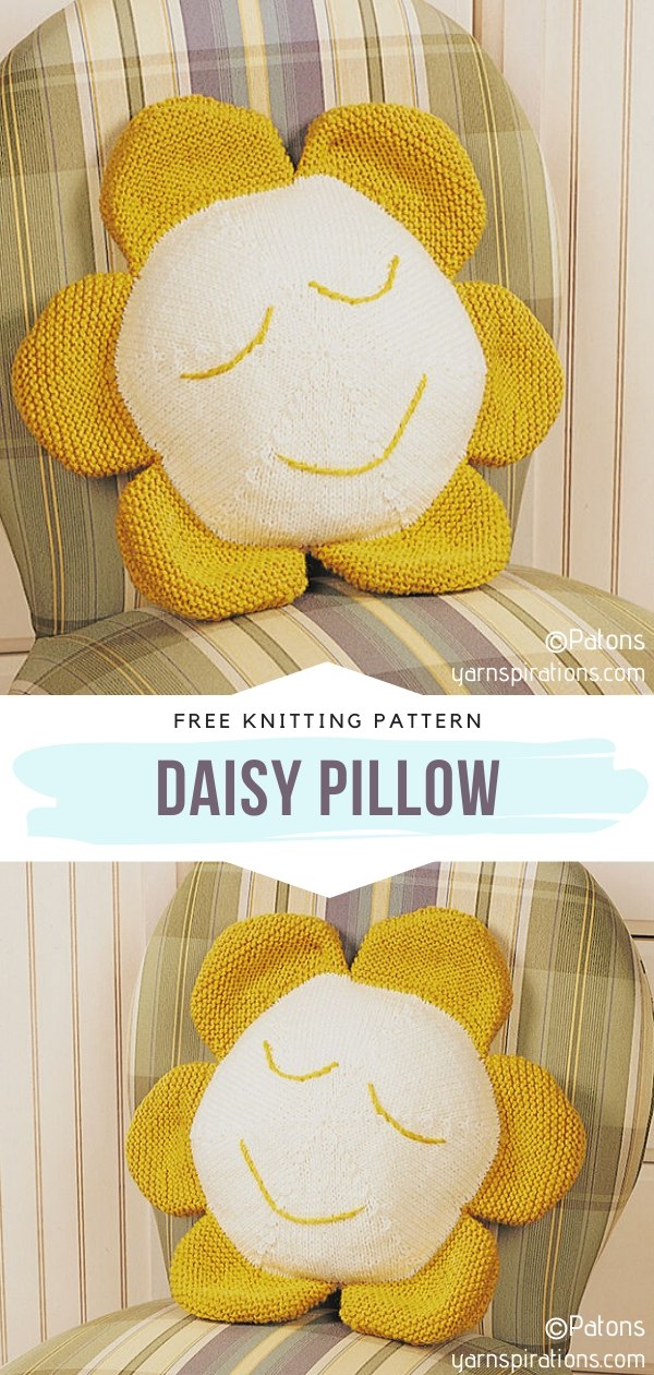 Daisy Knitted Pillow