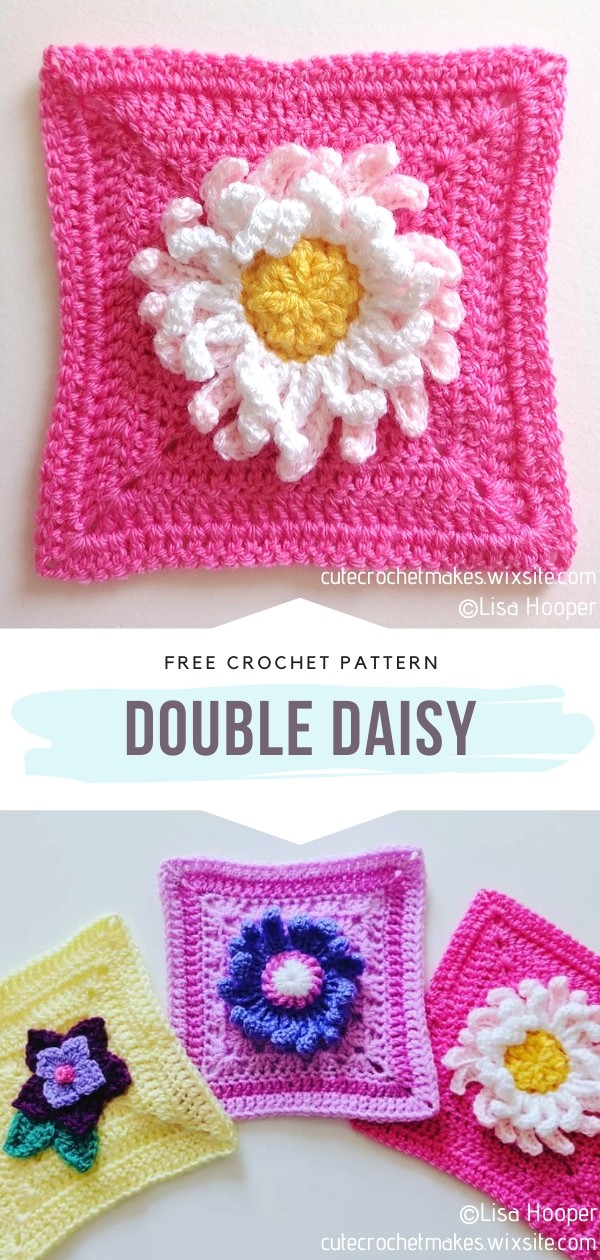 Double Daisy Crochet Square