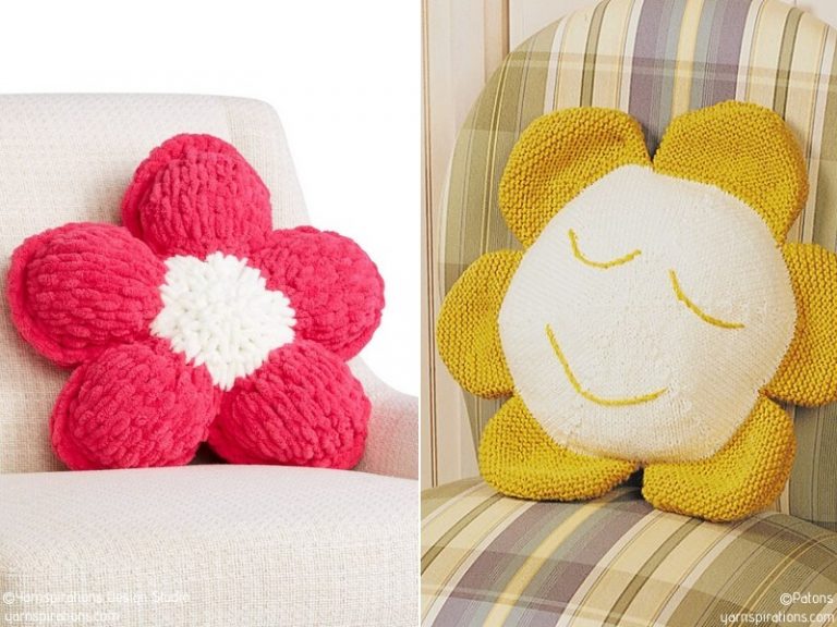 Easy Knit Flower Pillows