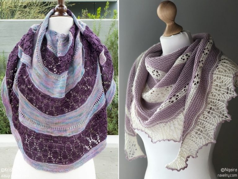 Knit Lacy Stripes Shawls