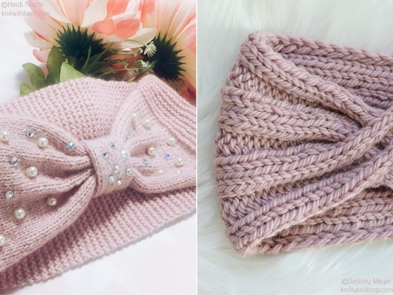 Powder Pink Headbands - Free Knitting Patterns