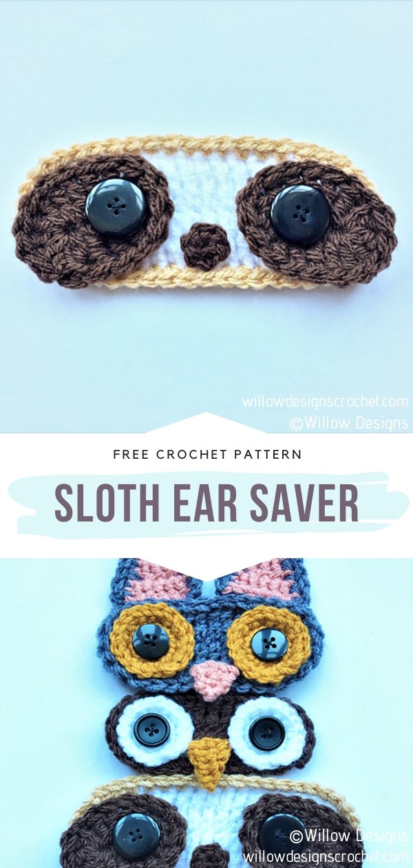 Sloth Crochet Ear Saver