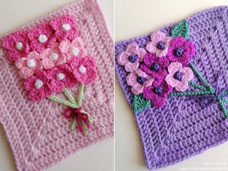 Spring Flower Crochet Blanket Squares