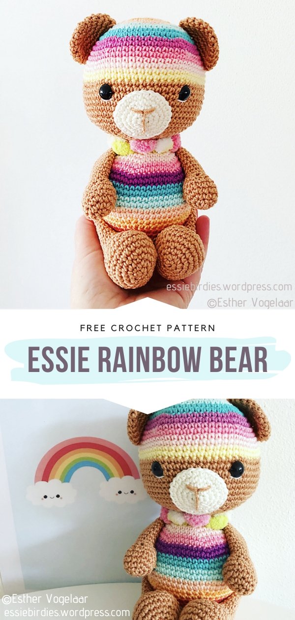 Essie Rainbow Bear Amigurumi Toy