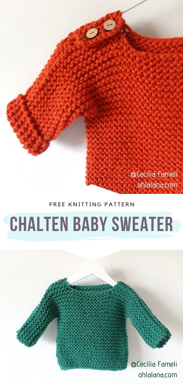 Free knitting patterns for baby hot sale sweaters knit in one piece