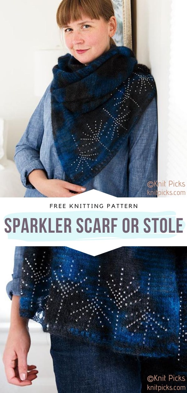 Midnight Blue Bling Shawls with Free Knitting Patterns